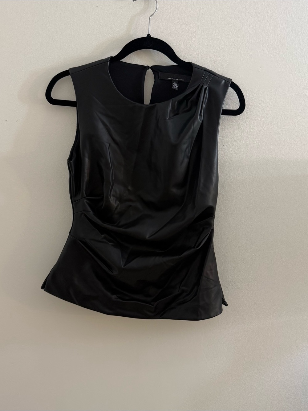 White House Black Market Black Faux Leather Sleeveless Camisole